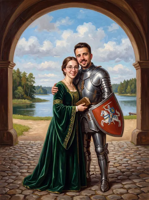 Tapyto portreto pavyzdys: Riteris ir Dama