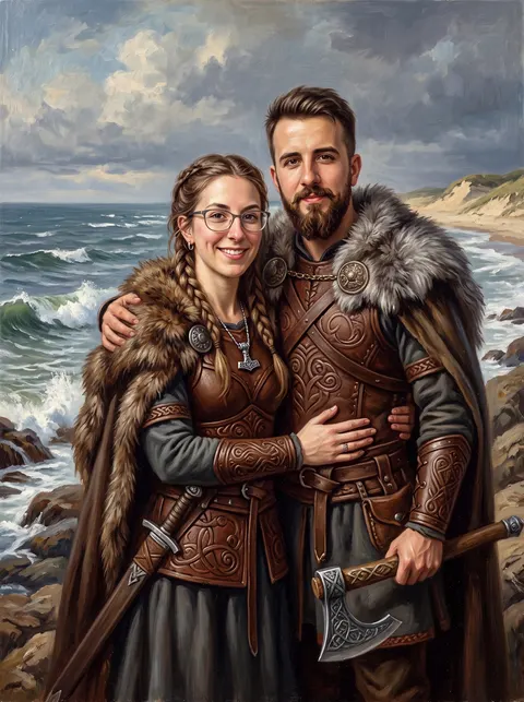 Tapyto portreto pavyzdys: Vikingų Pora